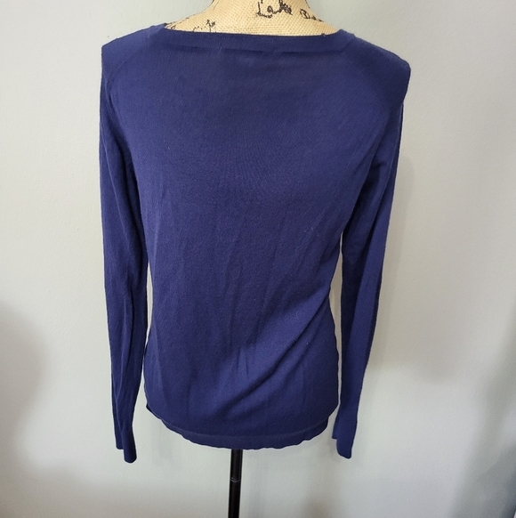 Boden Floral Long Sleeve lightweight wool sweater- Blue and Yellow - Picture 3 of 5